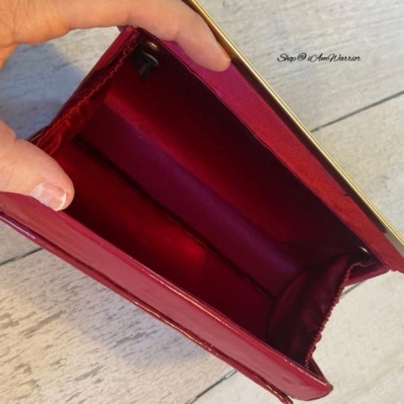 Cole Haan rare ruby satin basketweave oval clutch *shop@iamwarrior